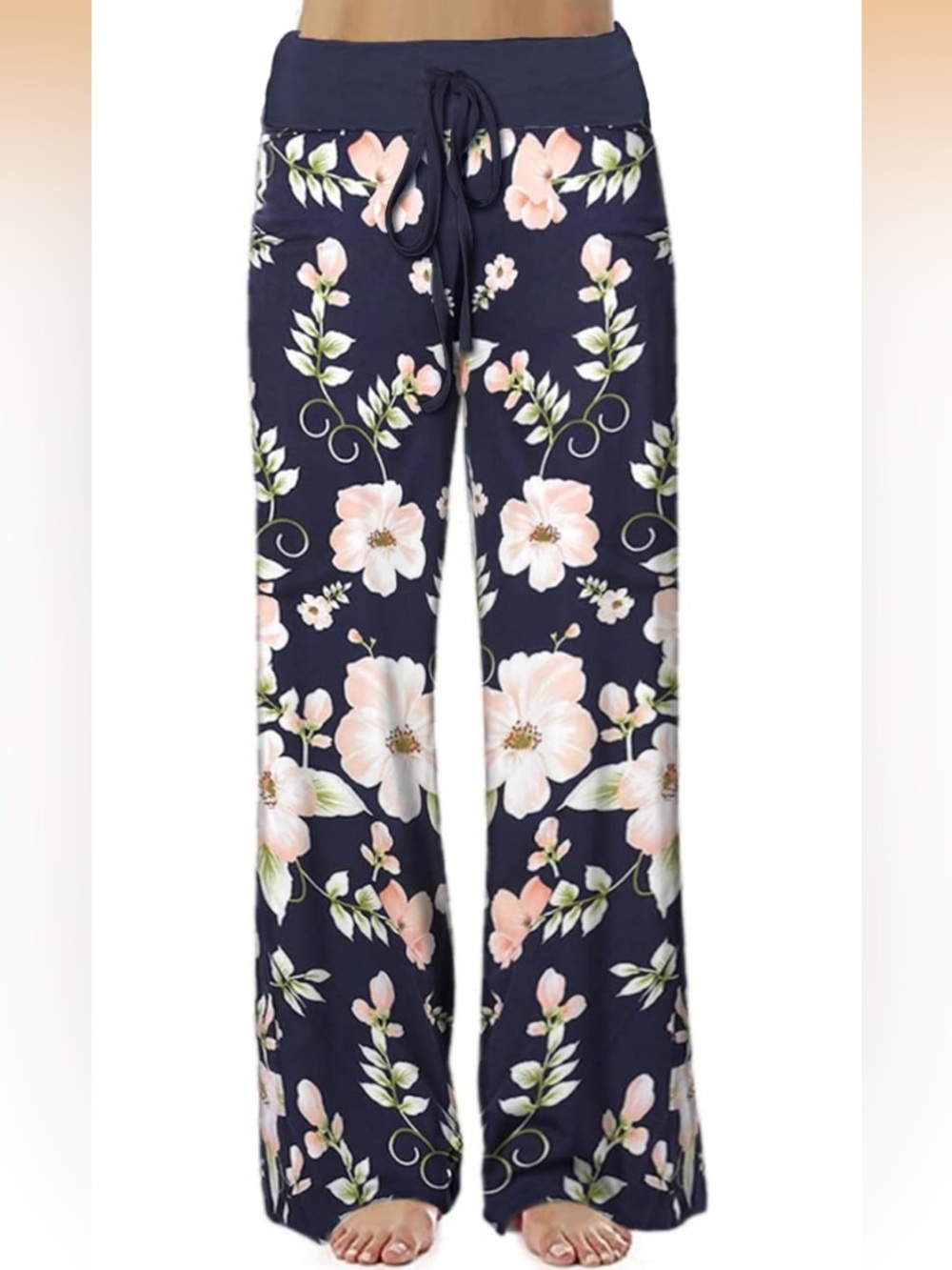🛍️ Navy Floral Wide-Leg Women's PJ/lounge pants